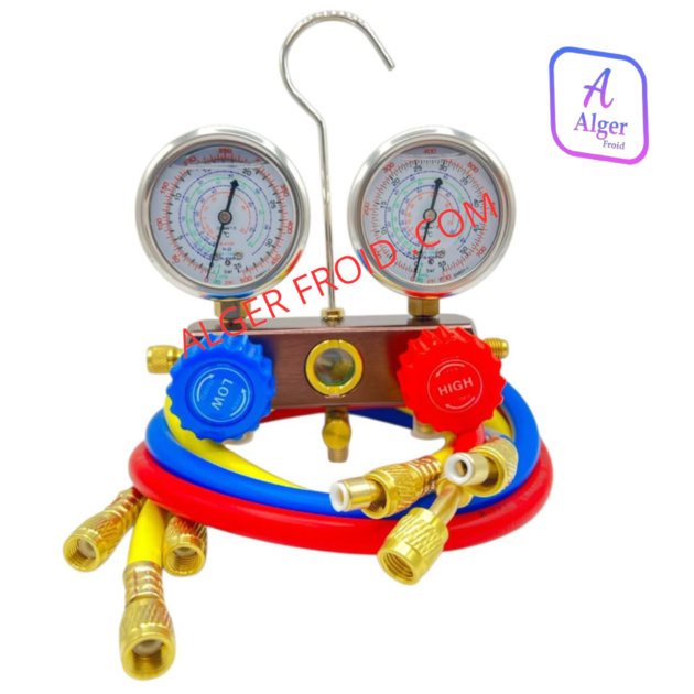 MANOMETER 2 VOIES HUILE + FLEXIBLE